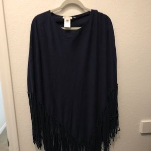 Dark Navy Blue Sweater shrug with tassels